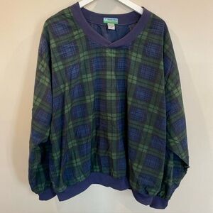 VTG WINNER MATE Golf Wind Jacket NAVY/GREEN PLAID Pull-Over WINDBREAKER XL